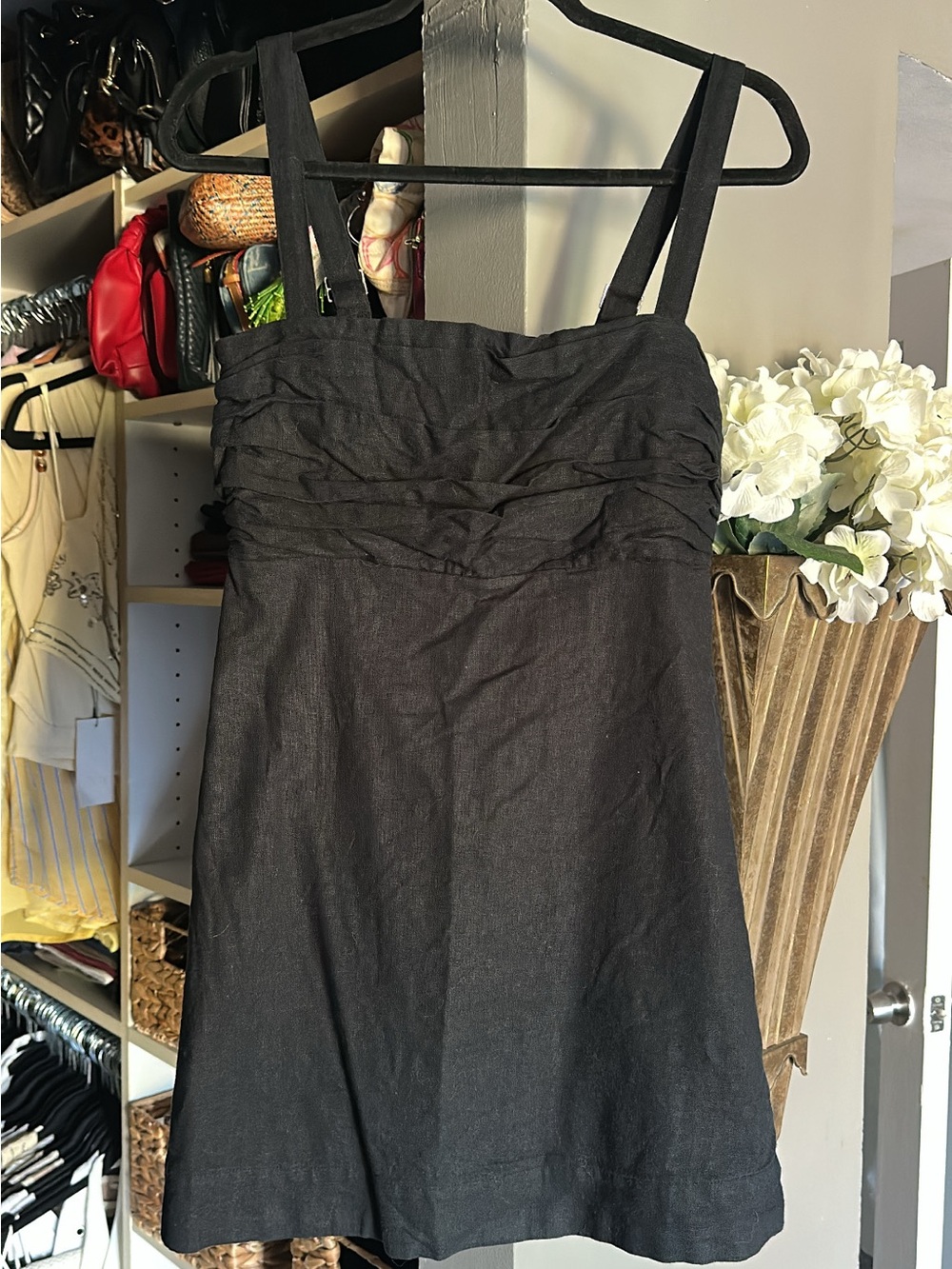 A&F Linen Classic Black Sleeveless Sundress